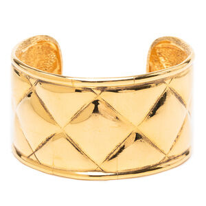 Pre-Loved Chanel CC Gold Plated Quilted Cuff Bracelet